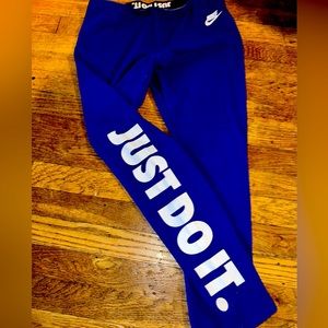 Nike Leggings. Blue Nike, Just Do It Leggings, Size Large
